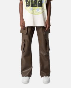 MNML Leather Double Snap Cargo Pants Chocolate sold by Culture Kings