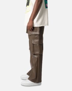 MNML Leather Double Snap Cargo Pants Chocolate sold by Culture Kings