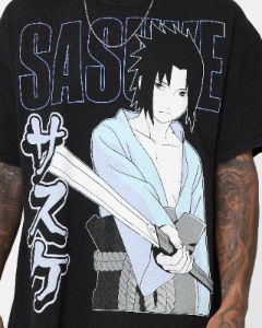 Goat Crew X Naruto Sasuke Vintage T-Shirt Black Wash sold by Culture Kings
