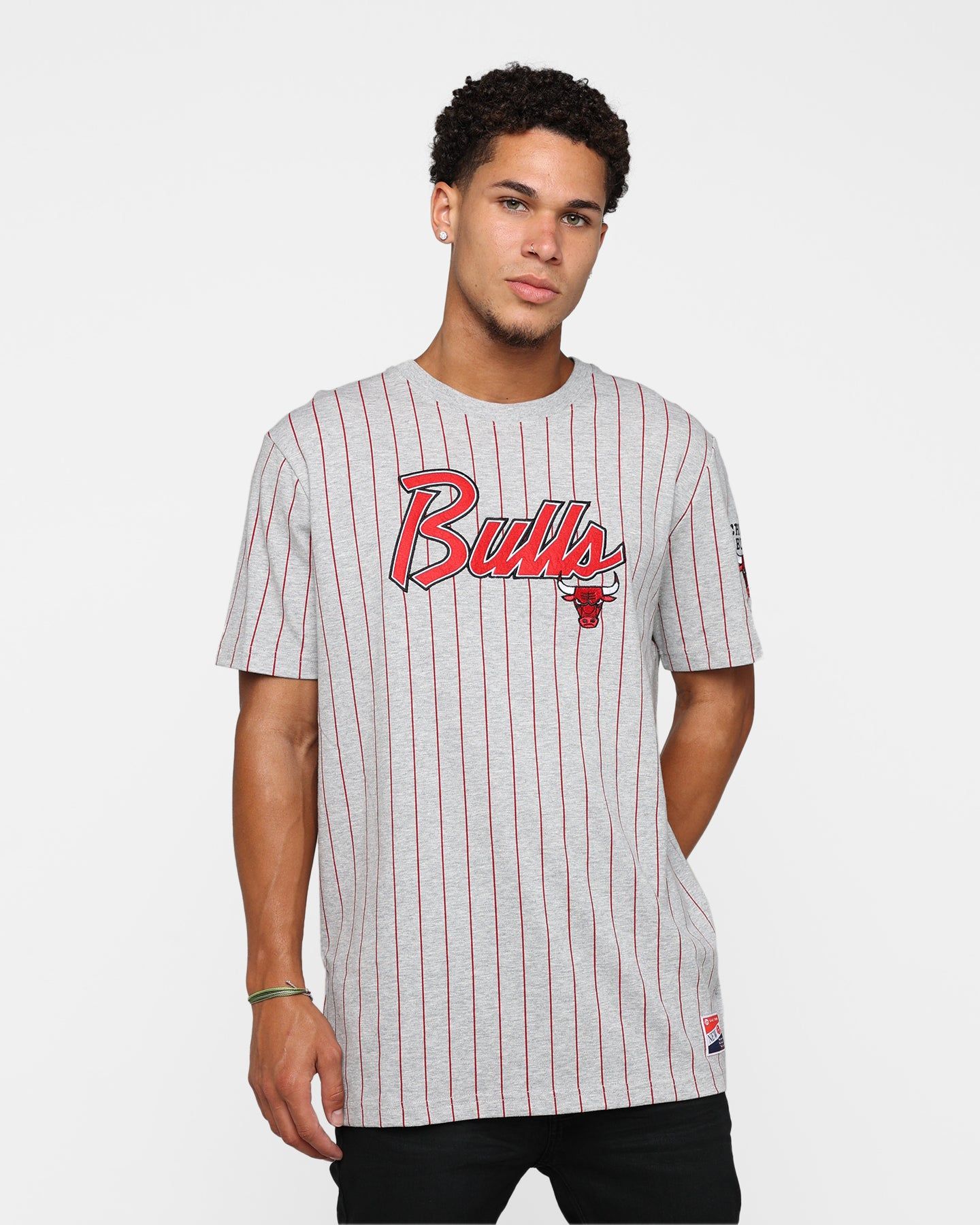 New Era Chicago Bulls Pinstripe T-Shirt Grey sold by Culture Kings