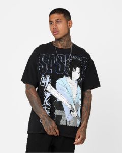 Goat Crew X Naruto Sasuke Vintage T-Shirt Black Wash sold by Culture Kings