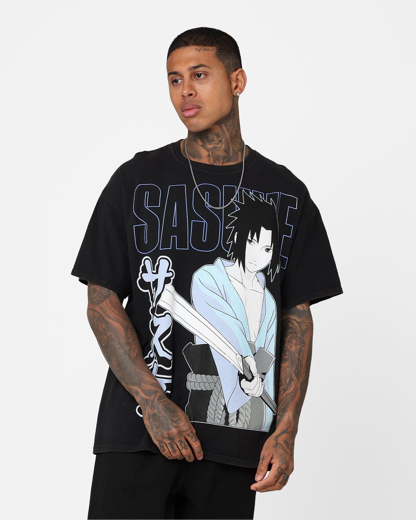 Goat Crew X Naruto Sasuke Vintage T-Shirt Black Wash | Parallel