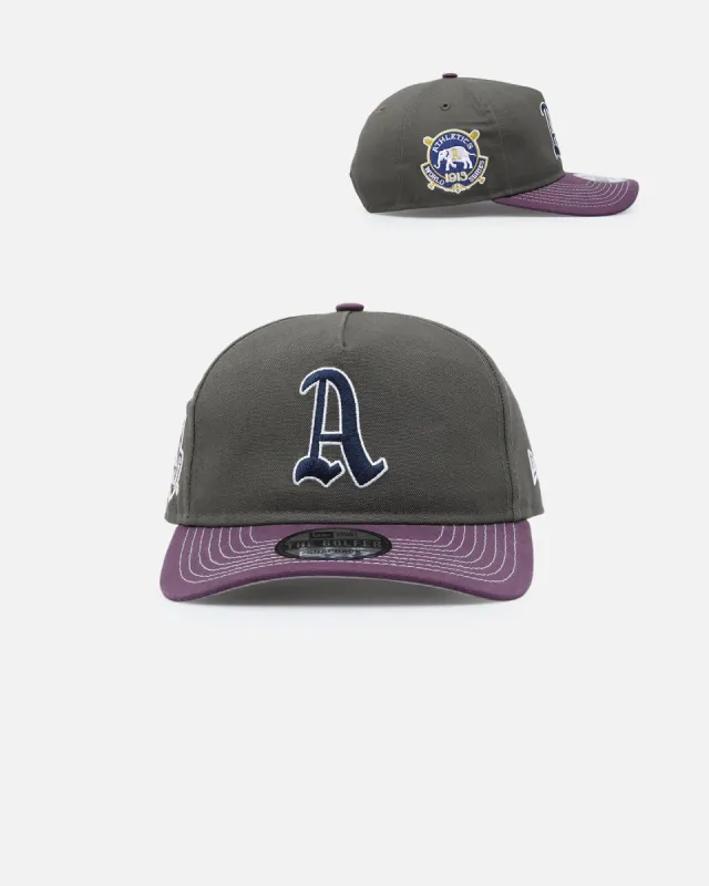 New Era Philadelphia Athletics 'Contrast Visor' Pre-Curved Golfer Snapback Moss/Plum sold by Culture Kings