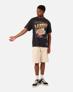 Mitchell & Ness Los Angeles Lakers Brush Off 2.0 T-Shirt Faded Black sold by Culture Kings