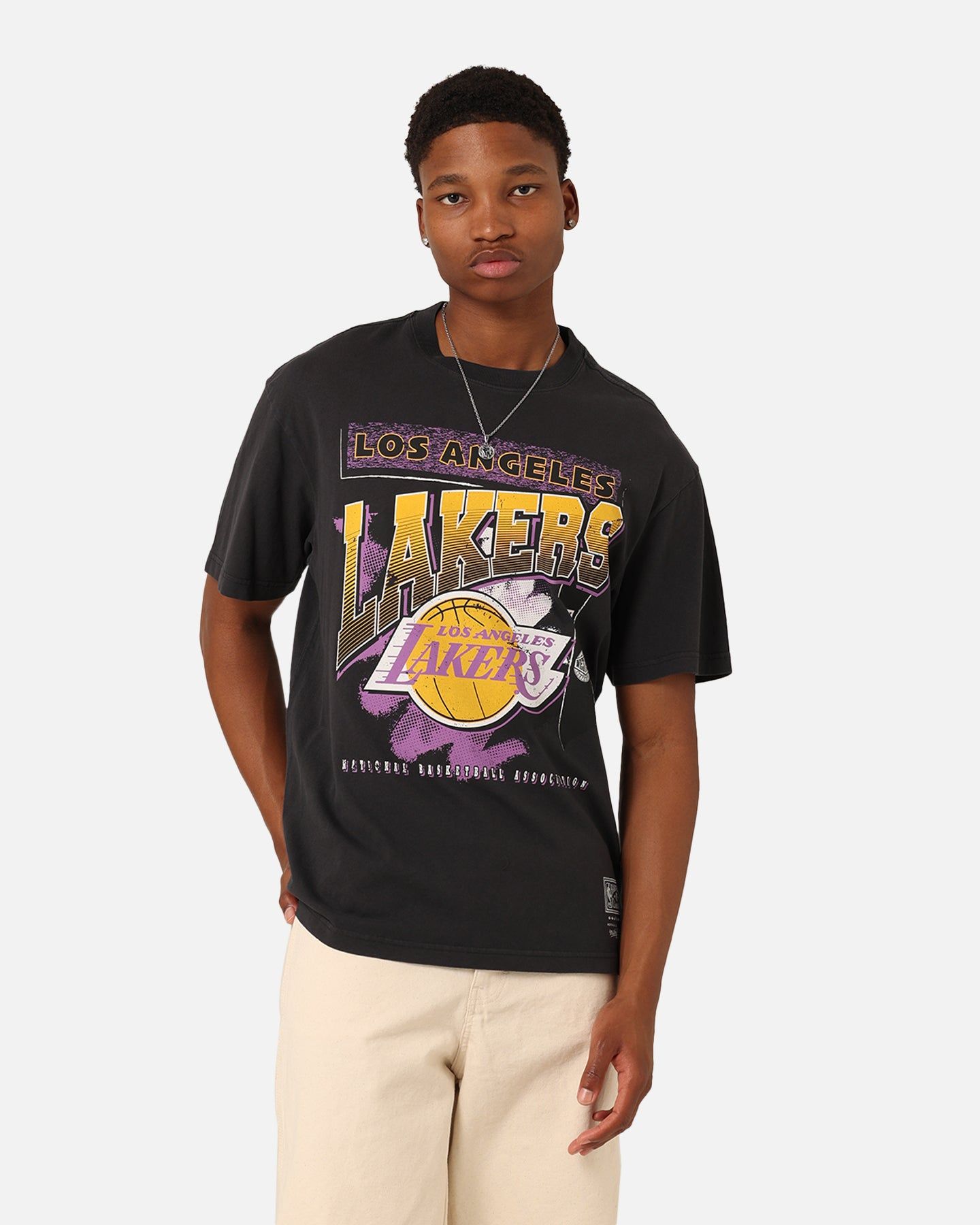 Mitchell & Ness Los Angeles Lakers Brush Off 2.0 T-Shirt Faded Black sold by Culture Kings