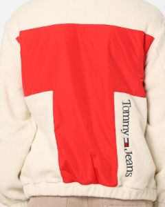 Tommy Jeans Relaxed Fabric Mix Fleece Jacket Crimson/Multi sold by Culture Kings
