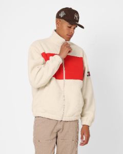 Tommy Jeans Relaxed Fabric Mix Fleece Jacket Crimson/Multi sold by Culture Kings