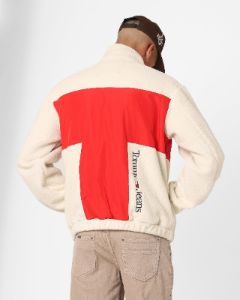 Tommy Jeans Relaxed Fabric Mix Fleece Jacket Crimson/Multi sold by Culture Kings