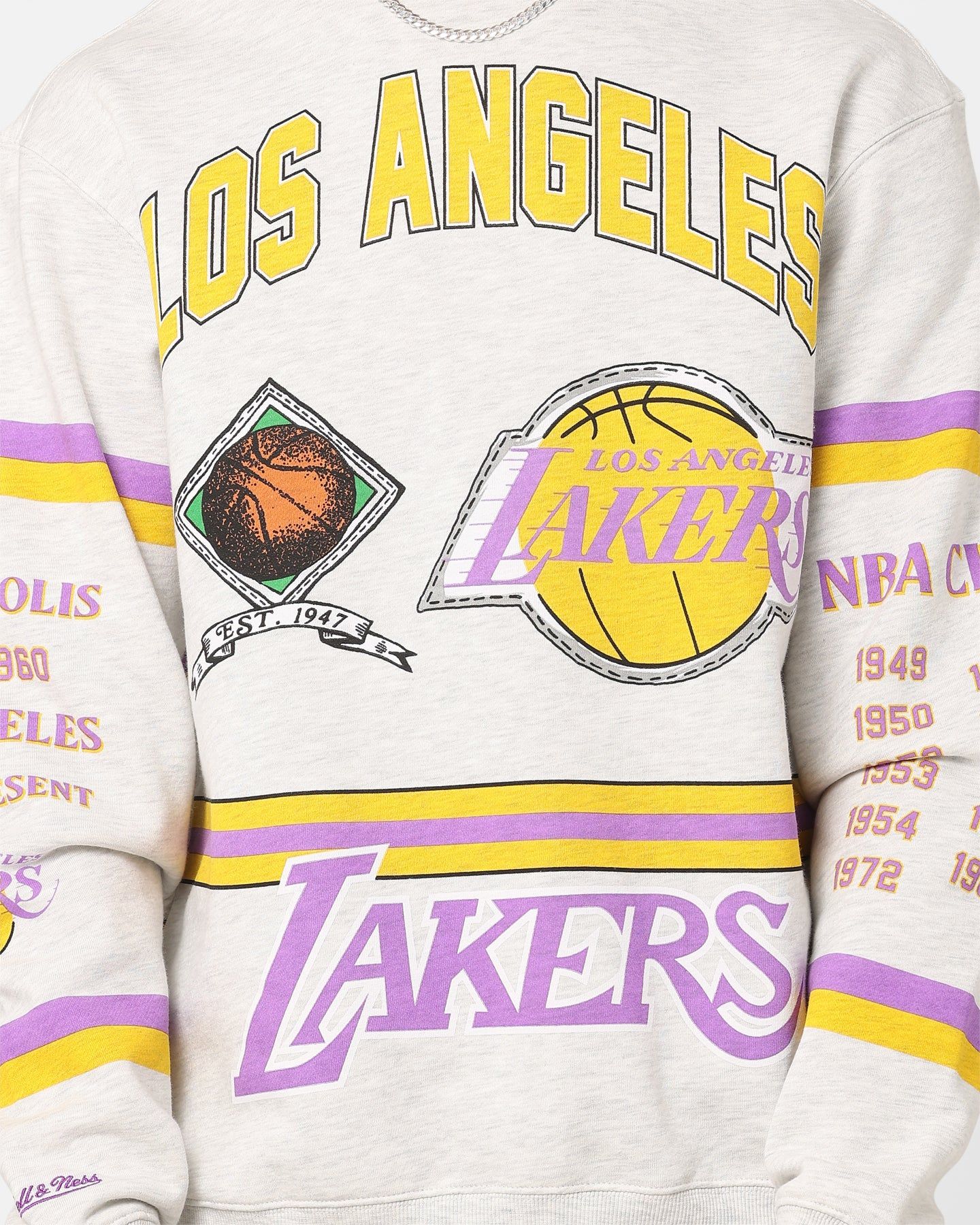 Mitchell & Ness Los Angeles Lakers World Champions Crewneck Silver Marle sold by Culture Kings product image thumbnail 4