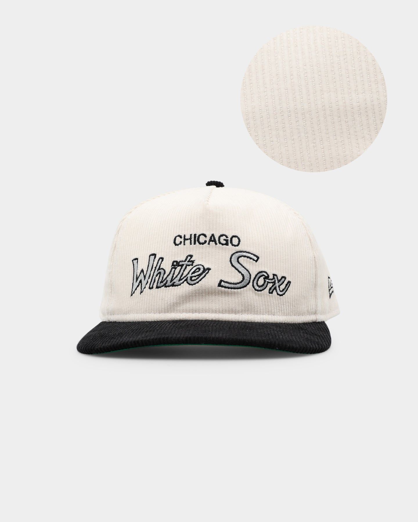 New Era Chicago White Sox 'Chrome Corduroy Throwback Script' Golfer Snapback Chrome White sold by Culture Kings