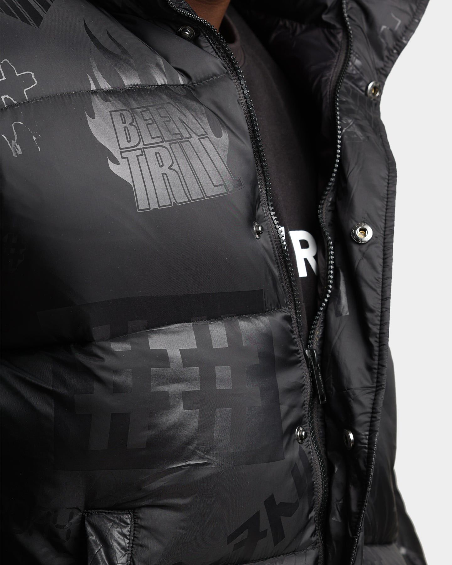 BEENTRILL Logo All Over Puffer Jacket Black/Reflective sold by Culture Kings product image thumbnail 10