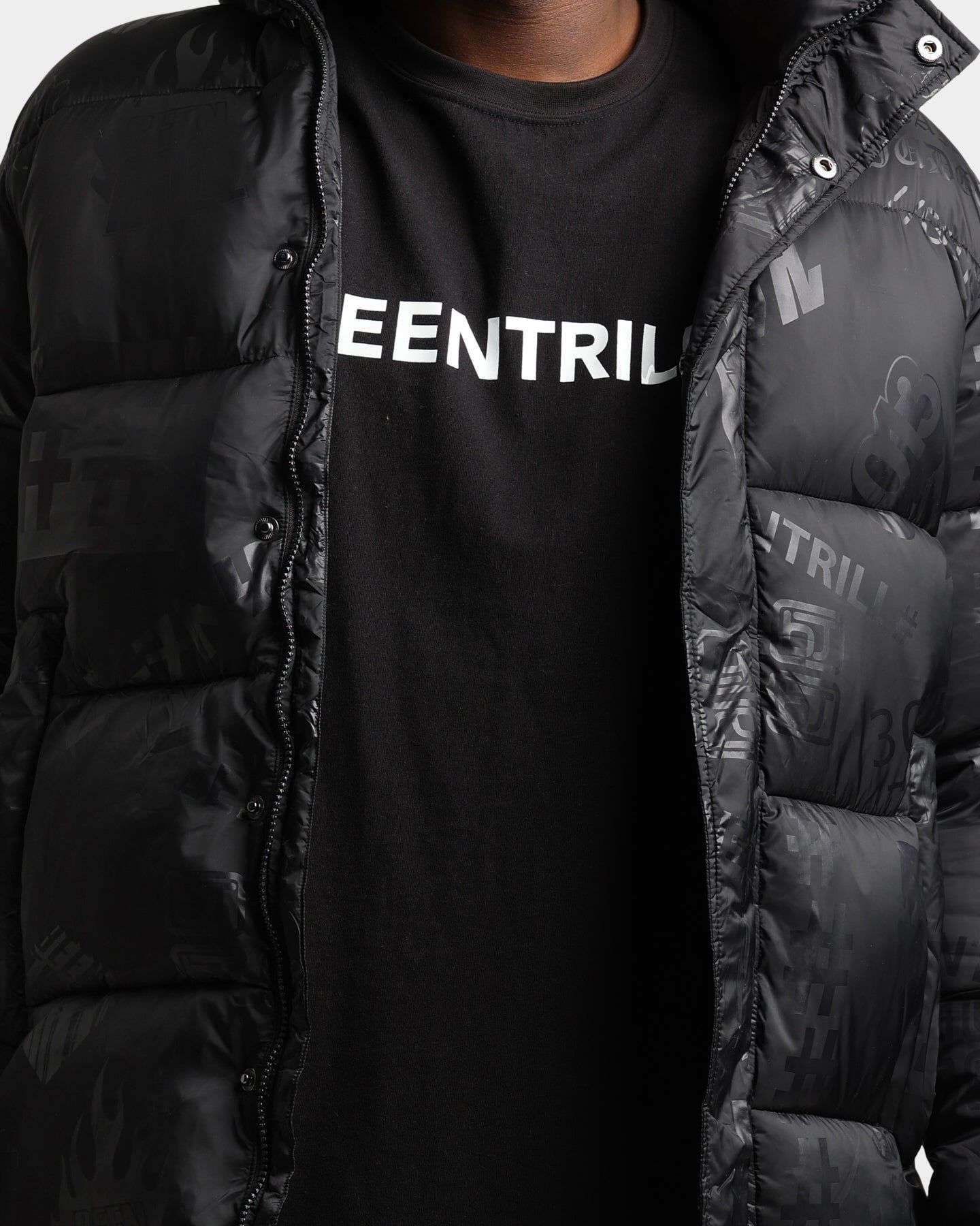 BEENTRILL Logo All Over Puffer Jacket Black/Reflective sold by Culture Kings product image thumbnail 3
