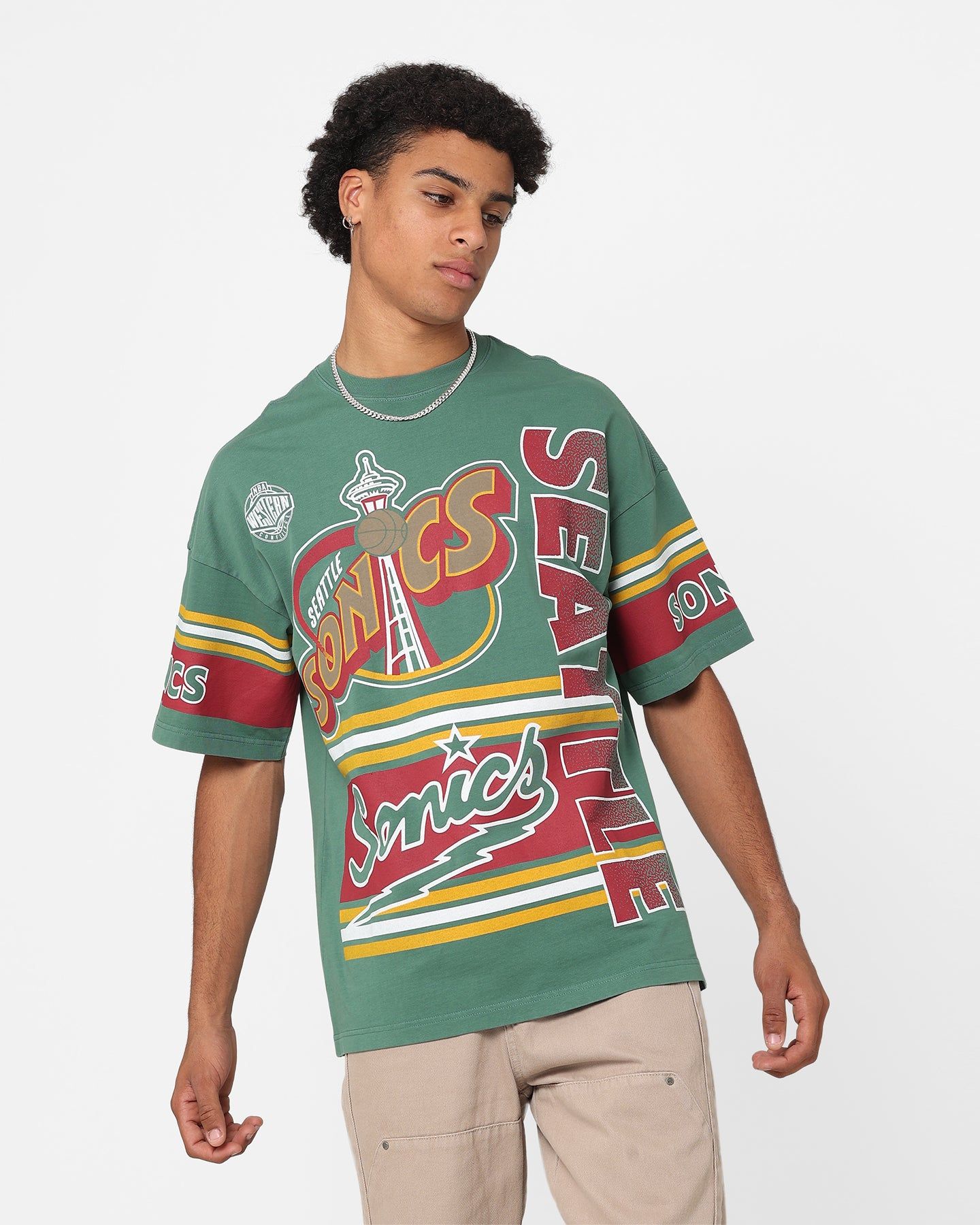 Mitchell & Ness Seattle SuperSonics Cross Over T-Shirt Green sold by Culture Kings