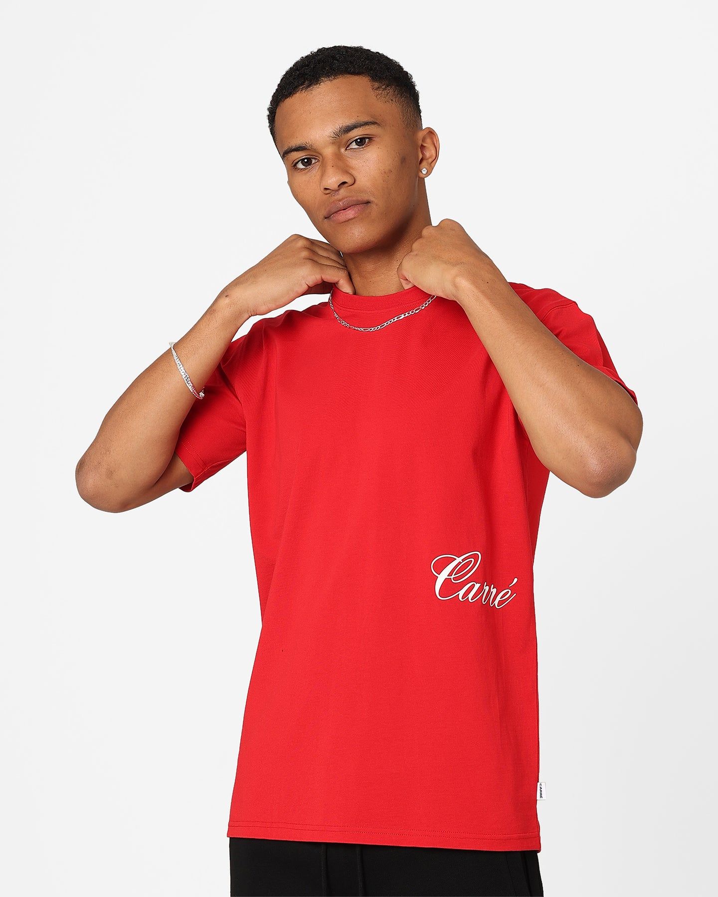 Carre Side Script T-Shirt Red sold by Culture Kings