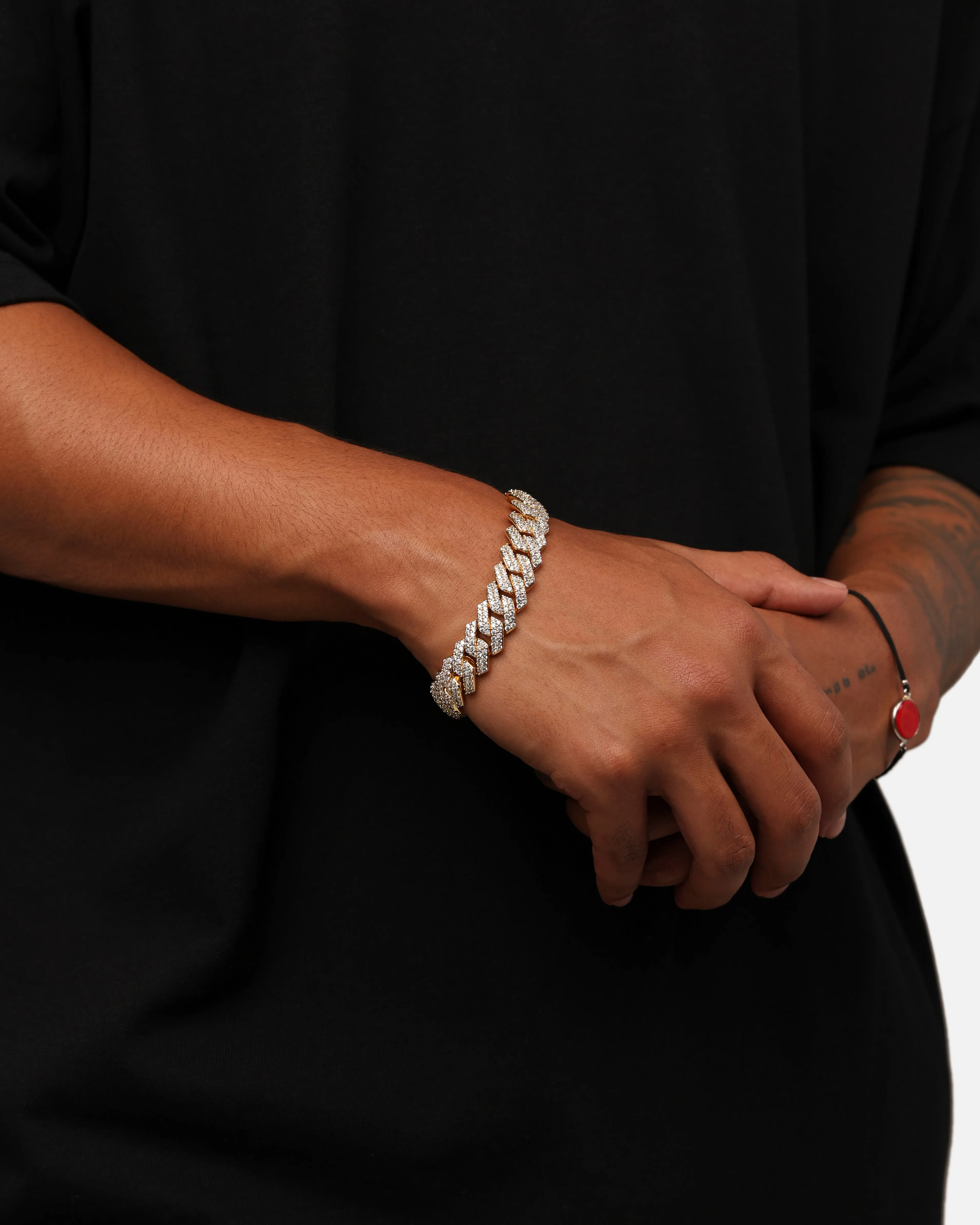 Saint Morta 14mm Interlink Bracelet Iced Gold sold by Culture Kings