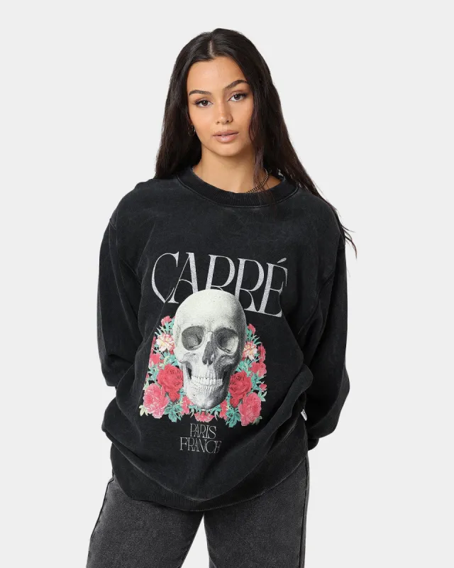 Carre Skull & Rose Vintage Crewneck Washed Black made by Culture Kings