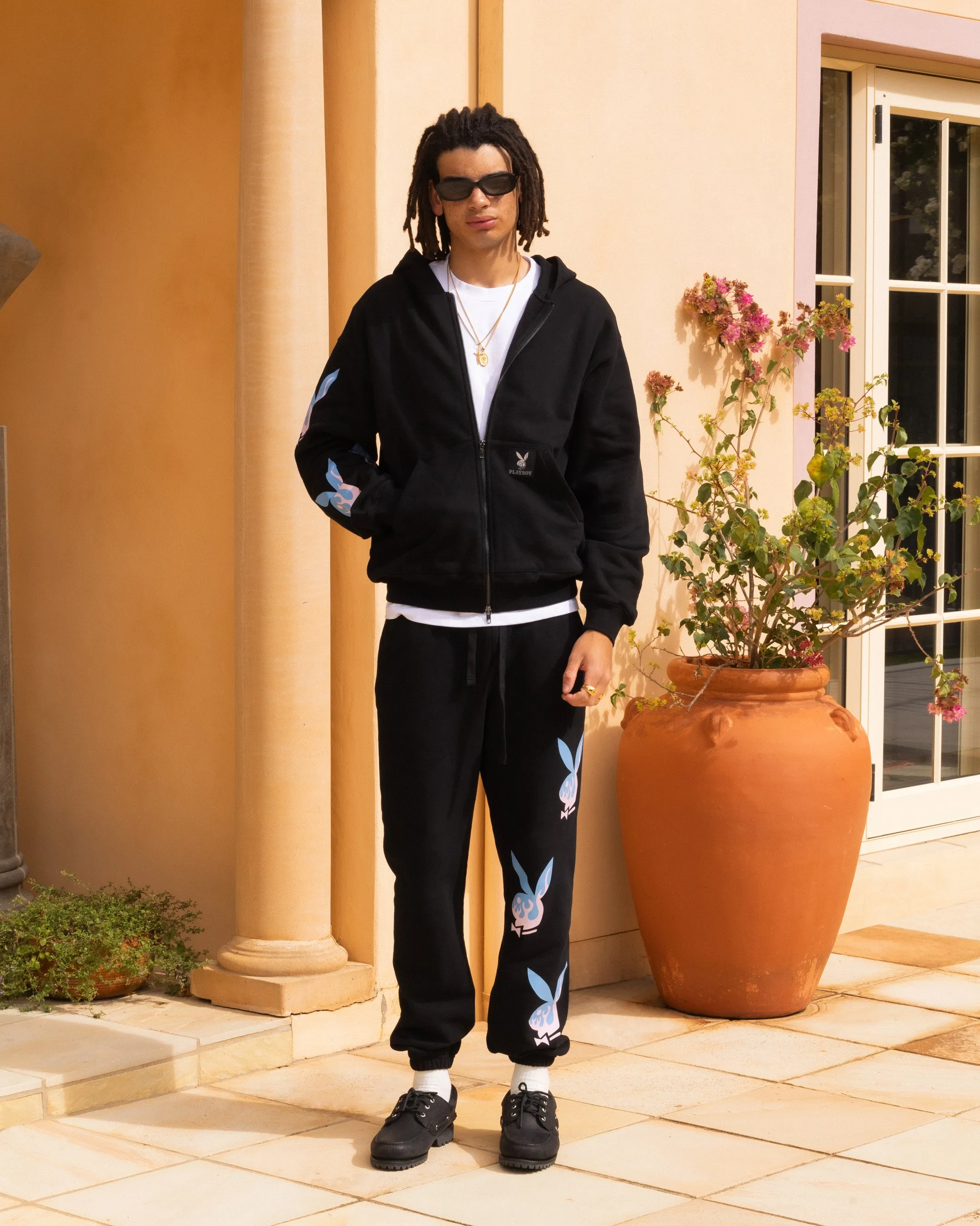 Playboy By Culture Kings Lit Bunny Fully Zip Hoodie Black Parallel