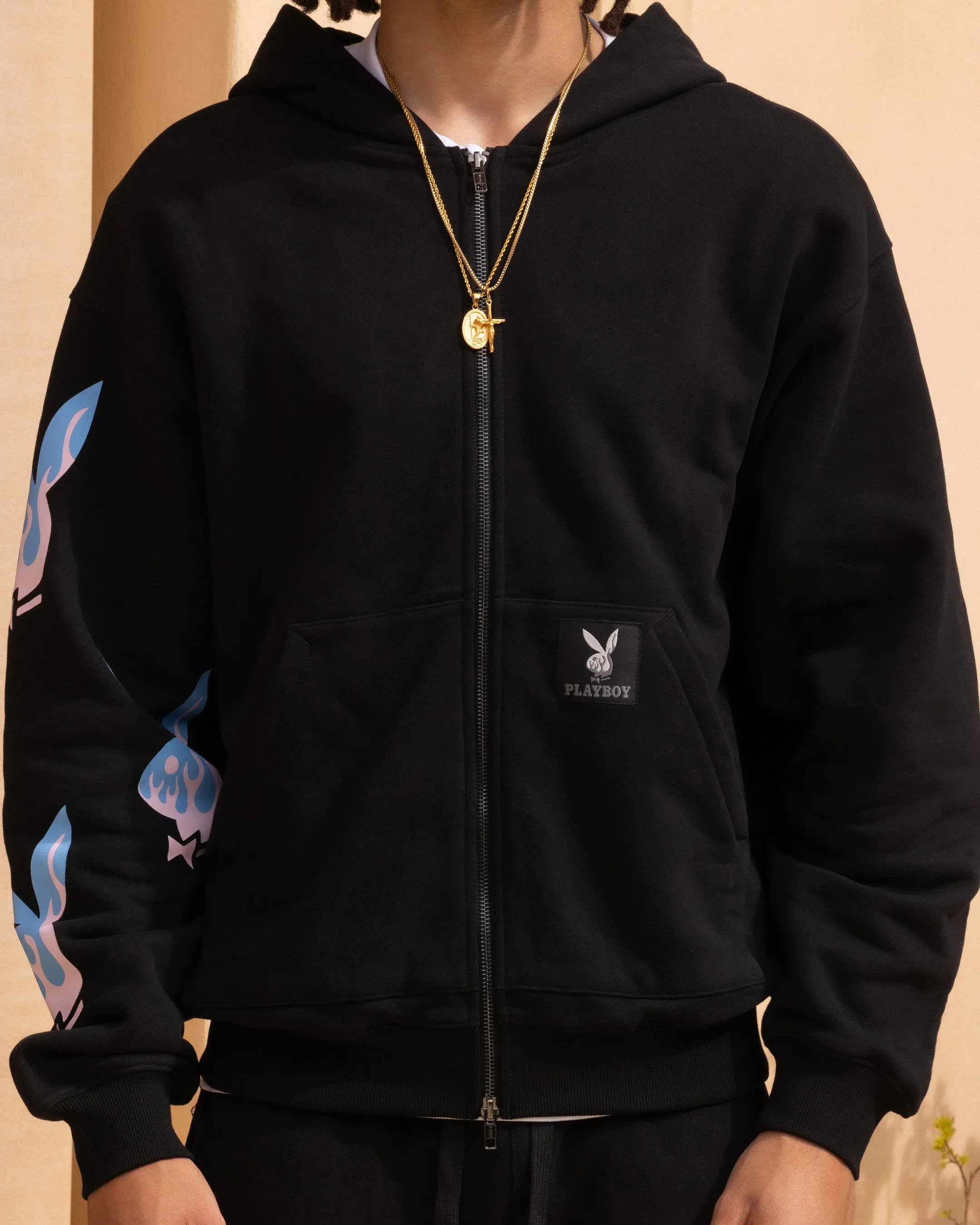 Playboy By Culture Kings Lit Bunny Fully Zip Hoodie Black sold by Culture Kings product image thumbnail 4