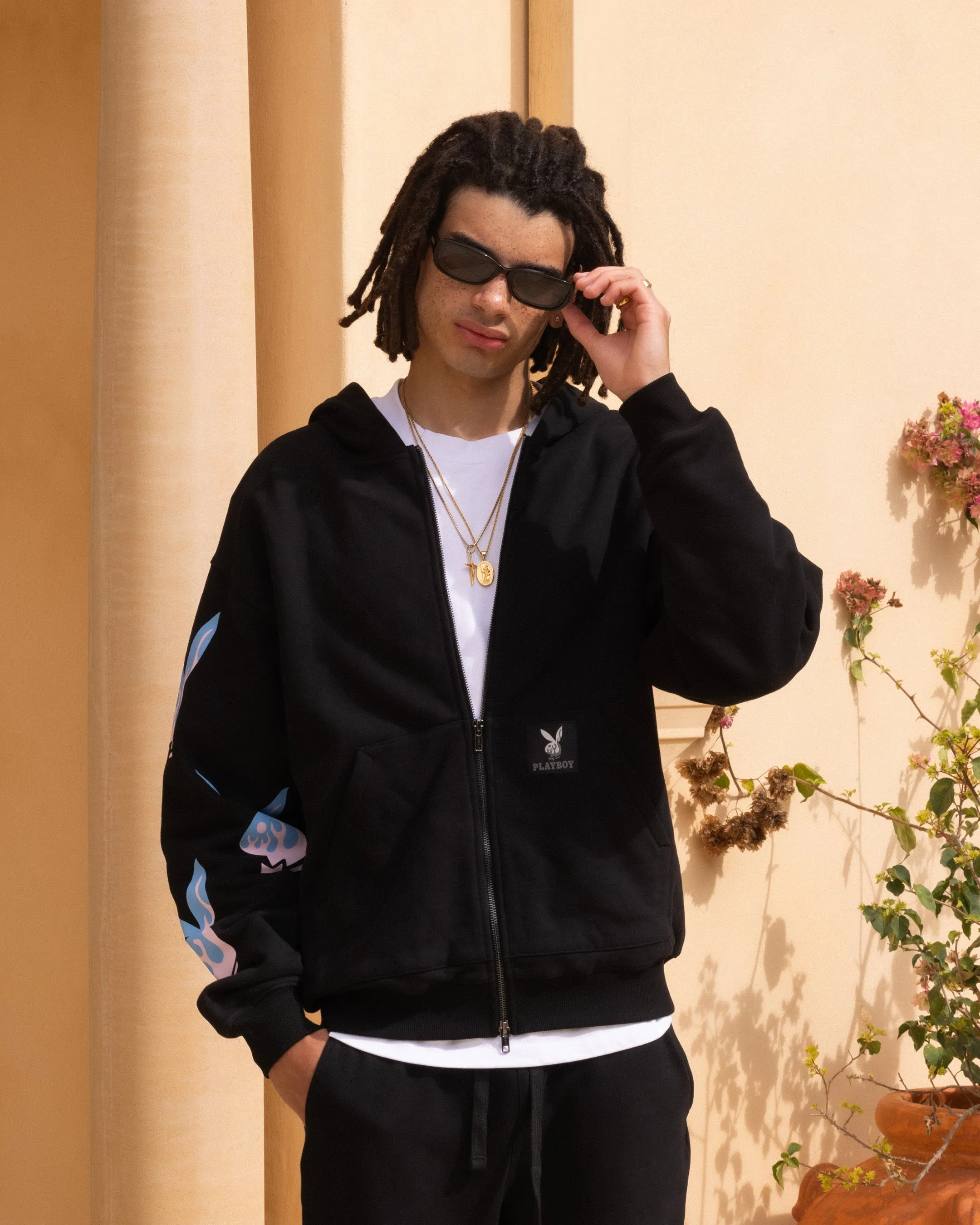 Playboy By Culture Kings Lit Bunny Fully Zip Hoodie Black sold by Culture Kings product image thumbnail 2
