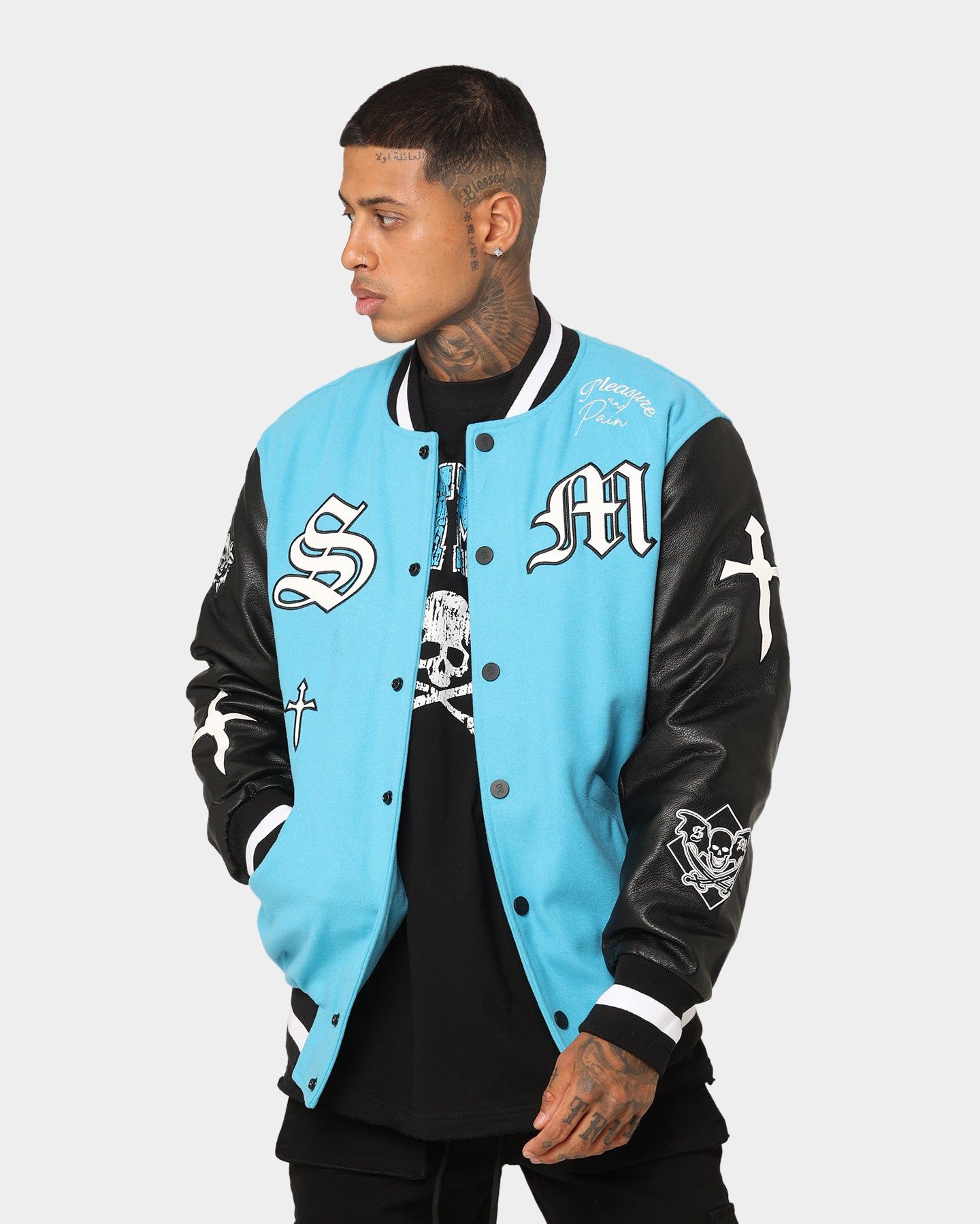 Saint Morta Graveyard Varsity Jacket Cyan sold by Culture Kings