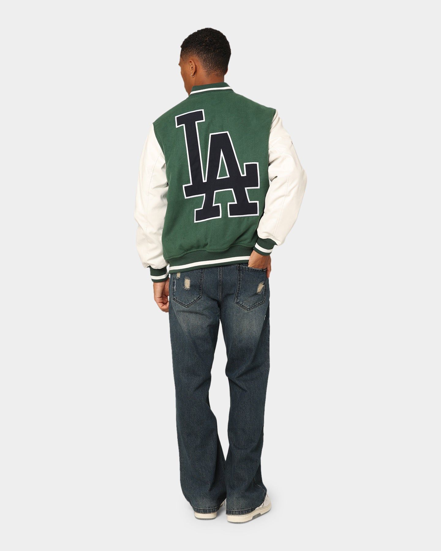 Majestic Athletic Los Angeles Dodgers Team Wordmark Melton/PU Leather Jacket Dark Cedar/Vintage White sold by Culture Kings product image thumbnail 8
