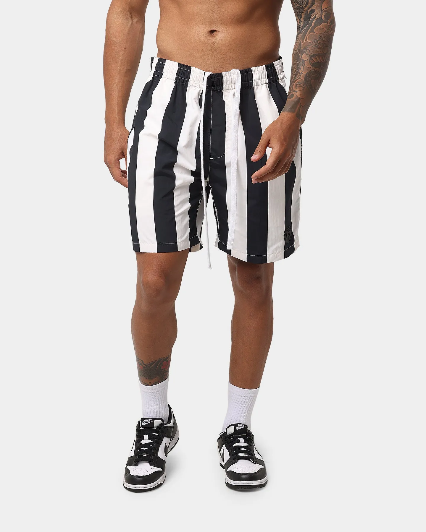 EN ES Neptune Stripe Beach Shorts Black/White sold by Culture Kings