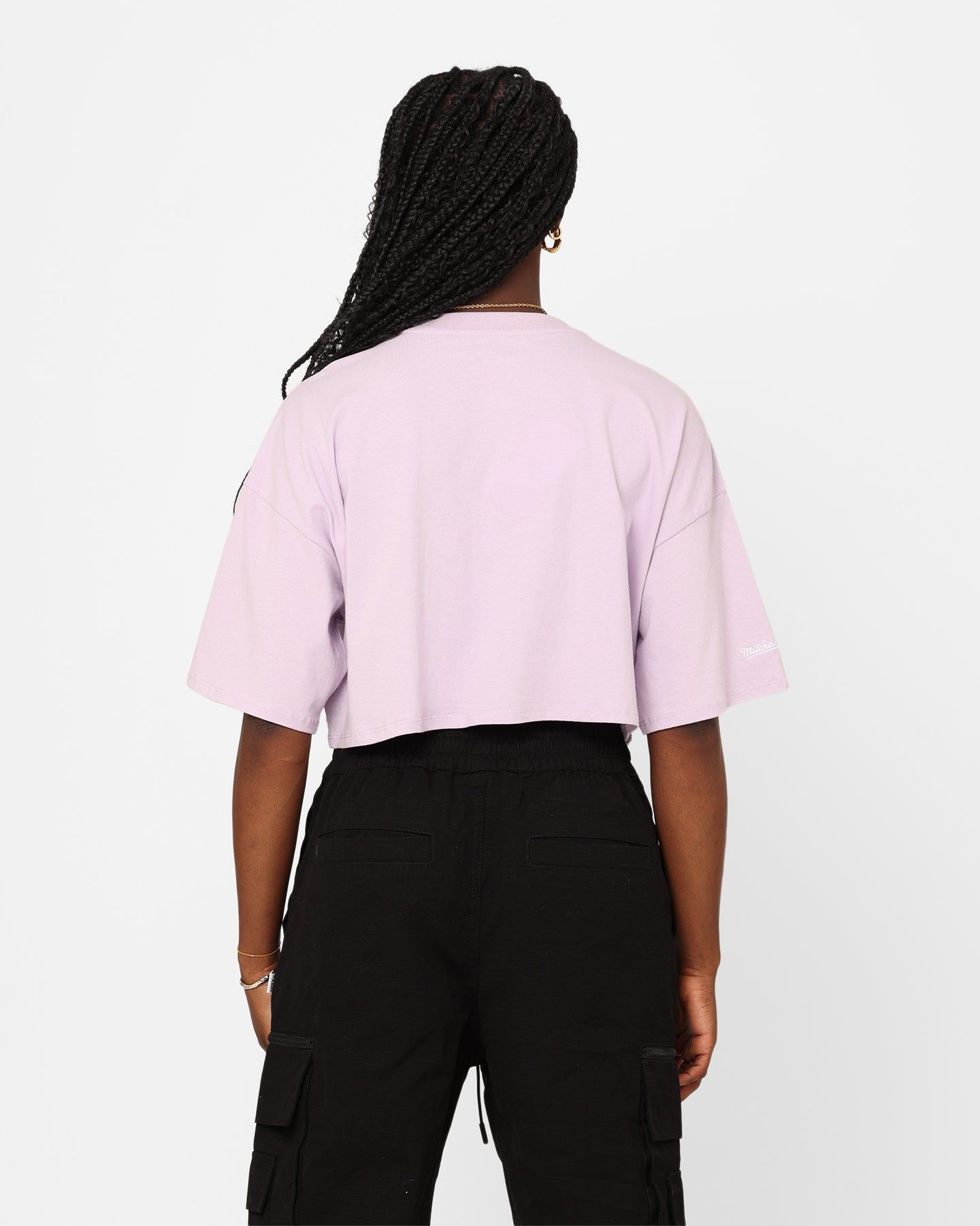 Mitchell & Ness Women's Los Angeles Lakers Dunk Arch Cut Off Crop T-Shirt Lavender sold by Culture Kings product image thumbnail 4