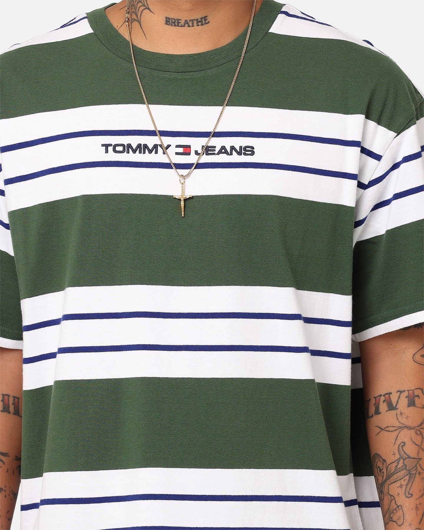 Tommy Jeans Relaxed Bold Stripe T-Shirt Collegiate Green sold by Culture Kings product image thumbnail 3