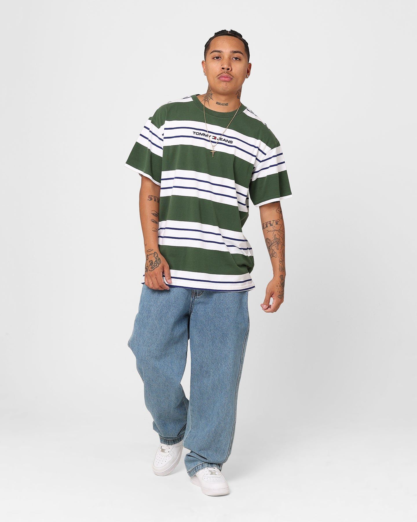 Tommy Jeans Relaxed Bold Stripe T-Shirt Collegiate Green sold by Culture Kings product image thumbnail 2