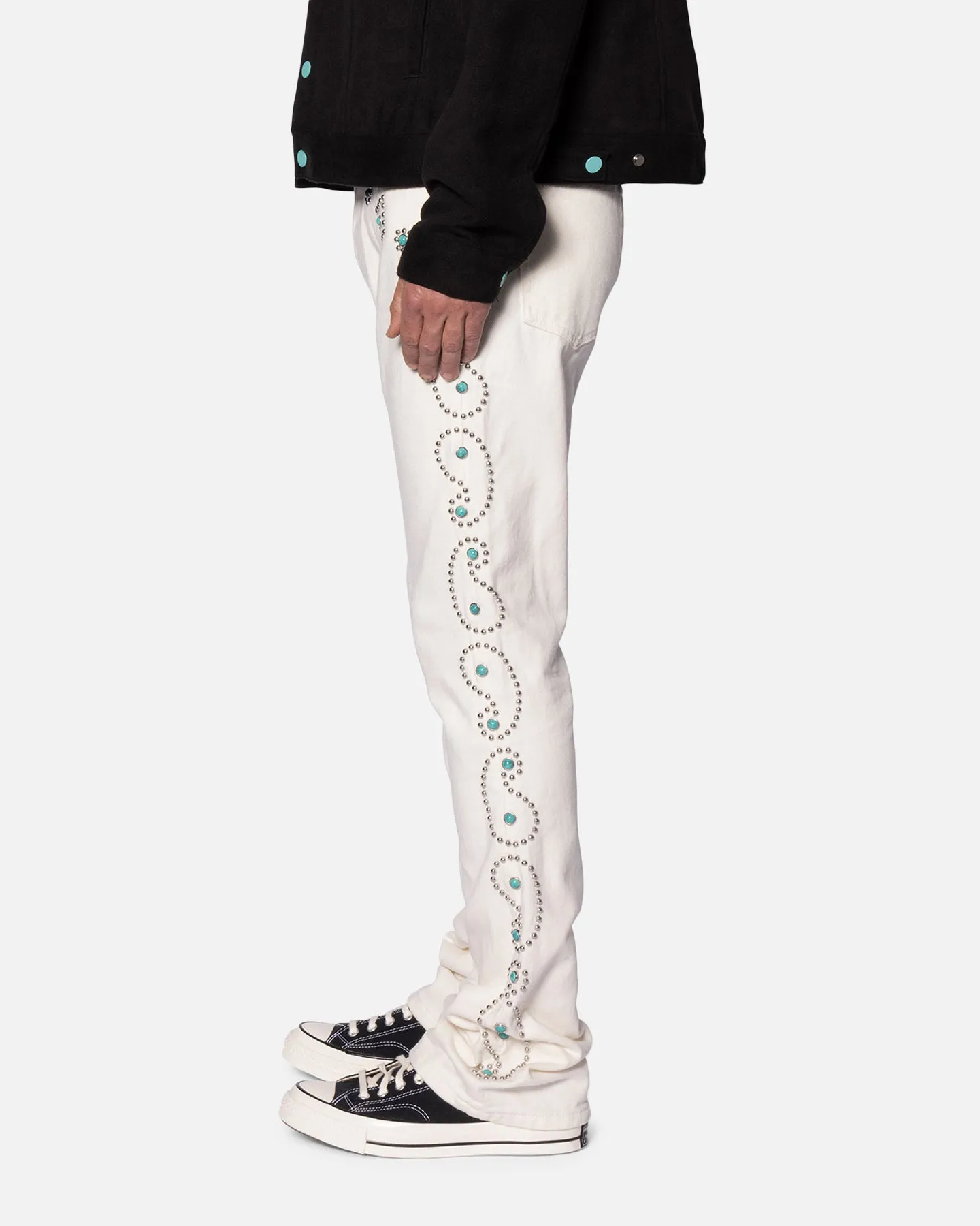 MNML B660 Paisley Stud Twill Flare Denim Jeans Ivory sold by Culture Kings product image thumbnail 3