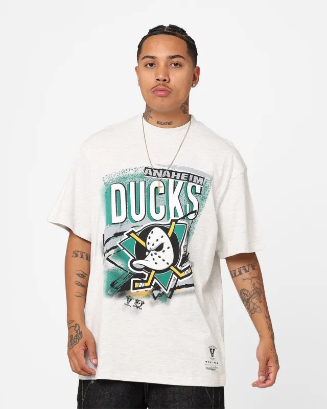 Mitchell & Ness Anaheim Ducks Abstract T-Shirt Silver Marle sold by Culture Kings
