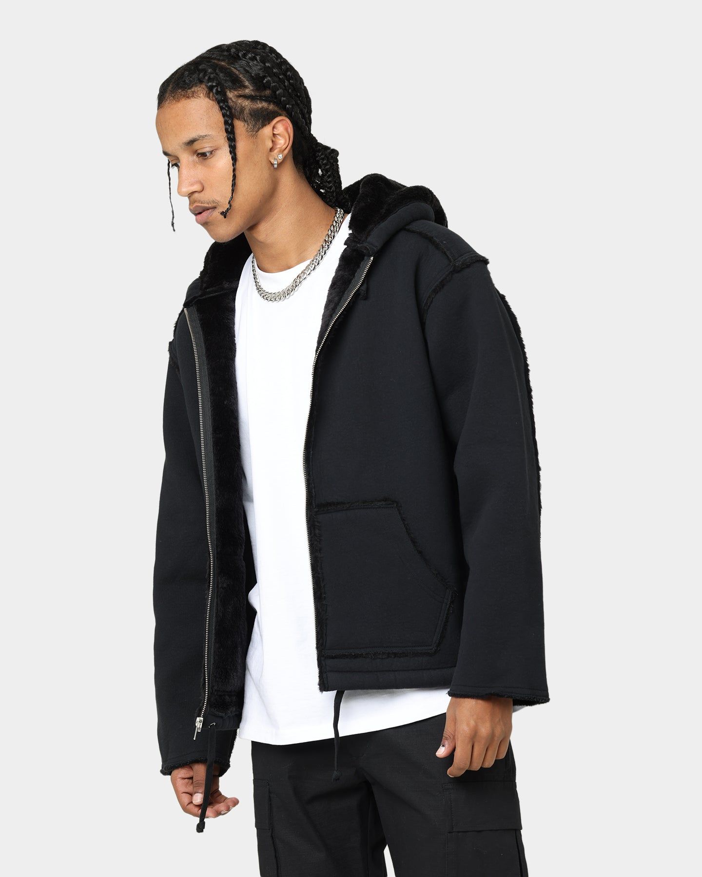 Supreme Faux Shearling Hooded Jacket Black sold by Culture Kings product image thumbnail 2