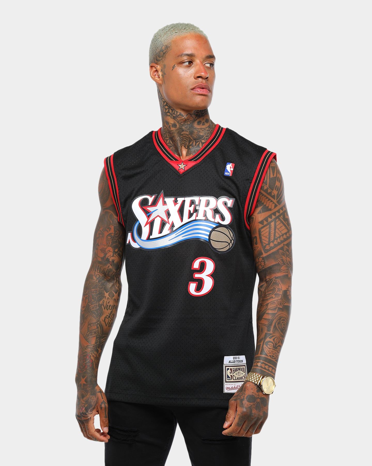 Mitchell & Ness Philadelphia 76ers Allen Iverson #3 Swingman Jersey Black sold by Culture Kings