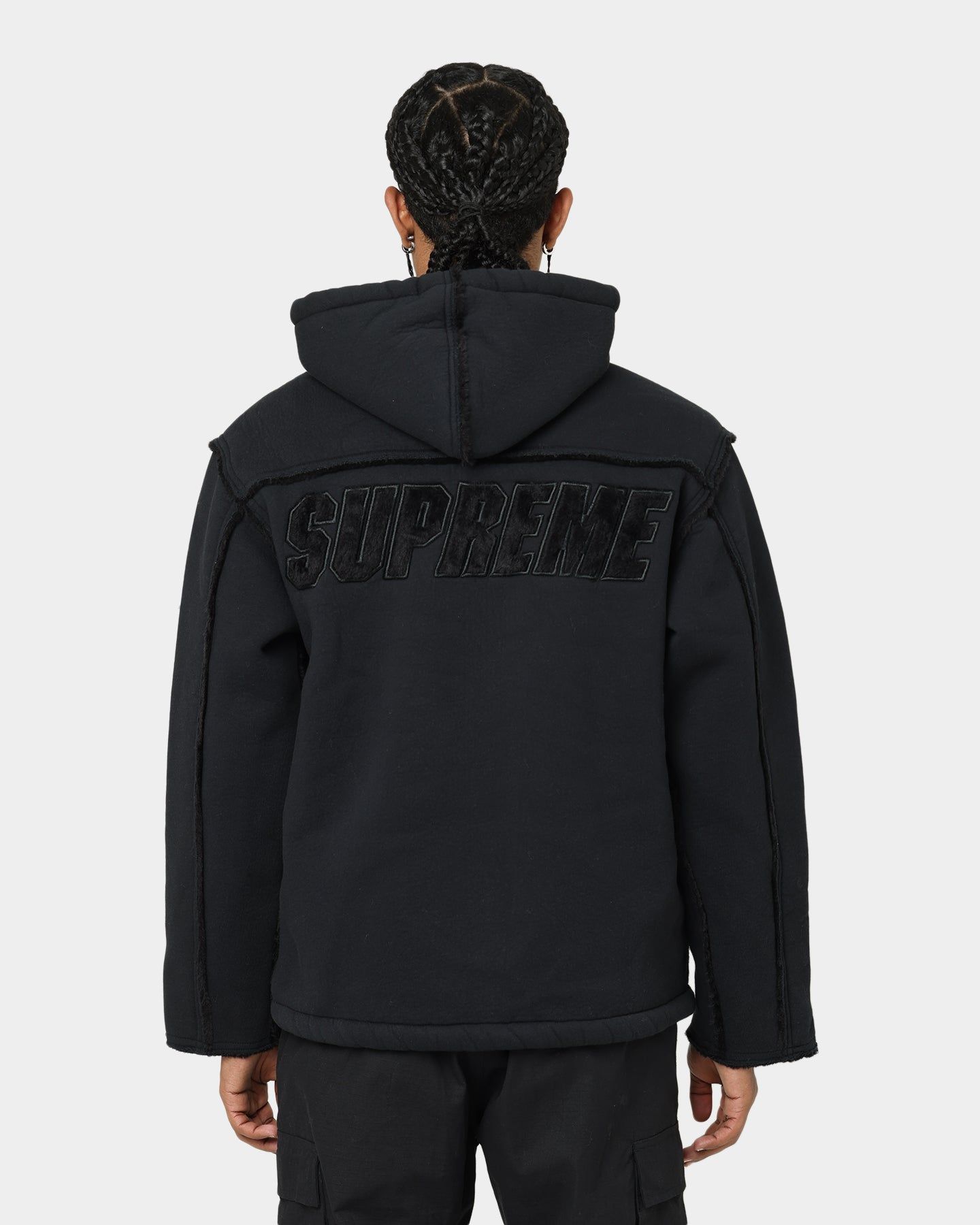 Supreme Faux Shearling Hooded Jacket Black sold by Culture Kings product image thumbnail 5
