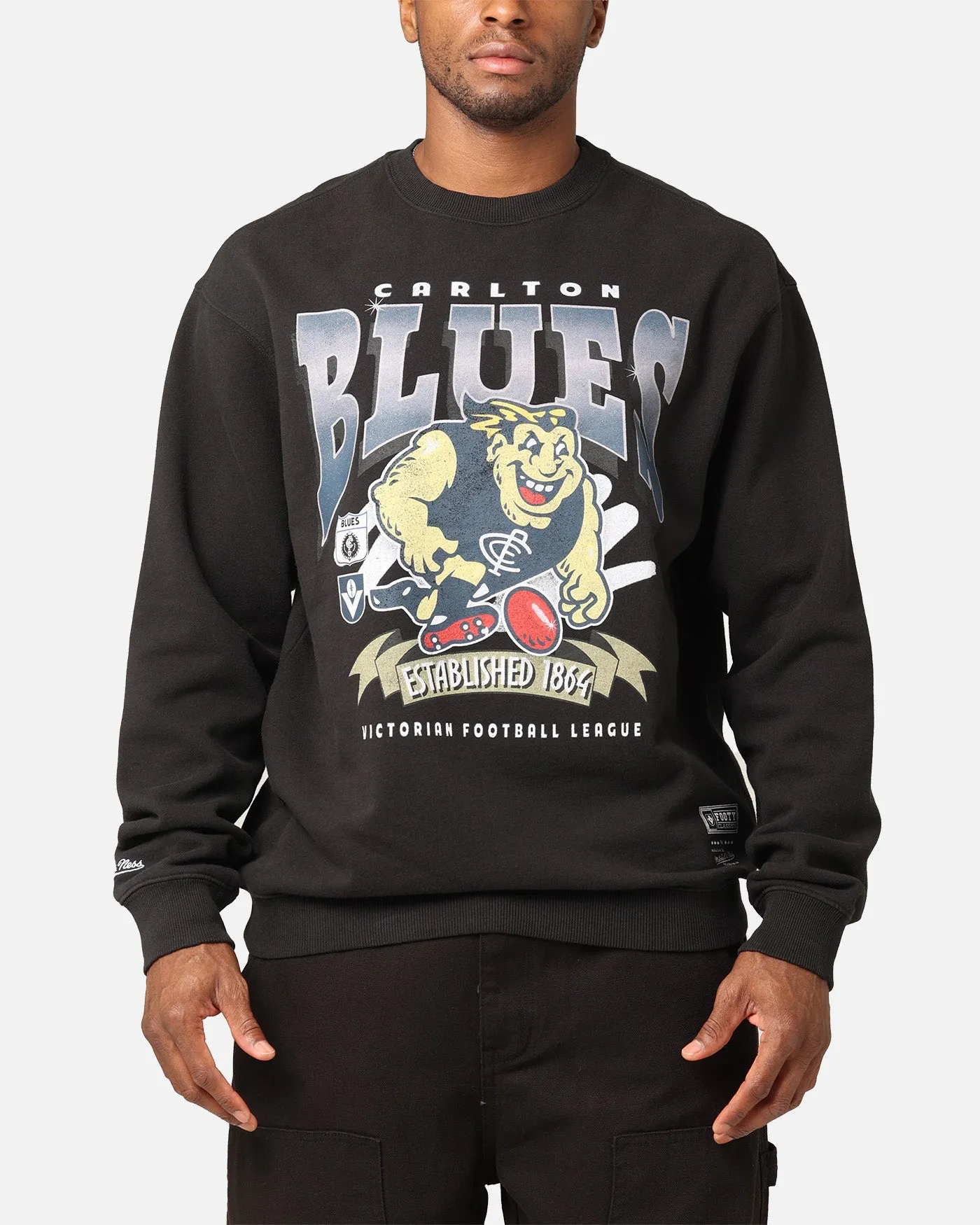 Mitchell & Ness Carlton Blues Character Crewneck Faded Black sold by Culture Kings