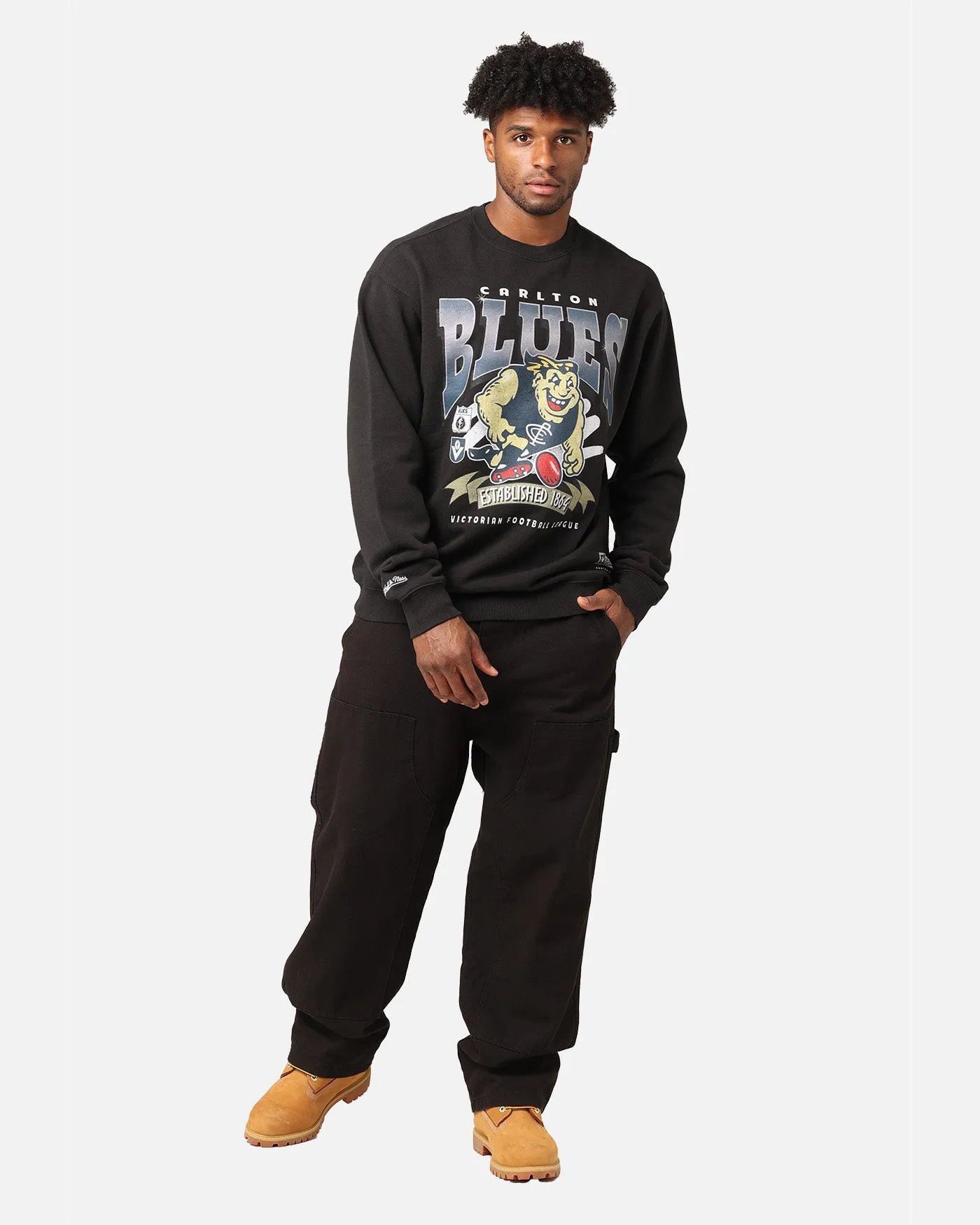 Mitchell & Ness Carlton Blues Character Crewneck Faded Black sold by Culture Kings product image thumbnail 2