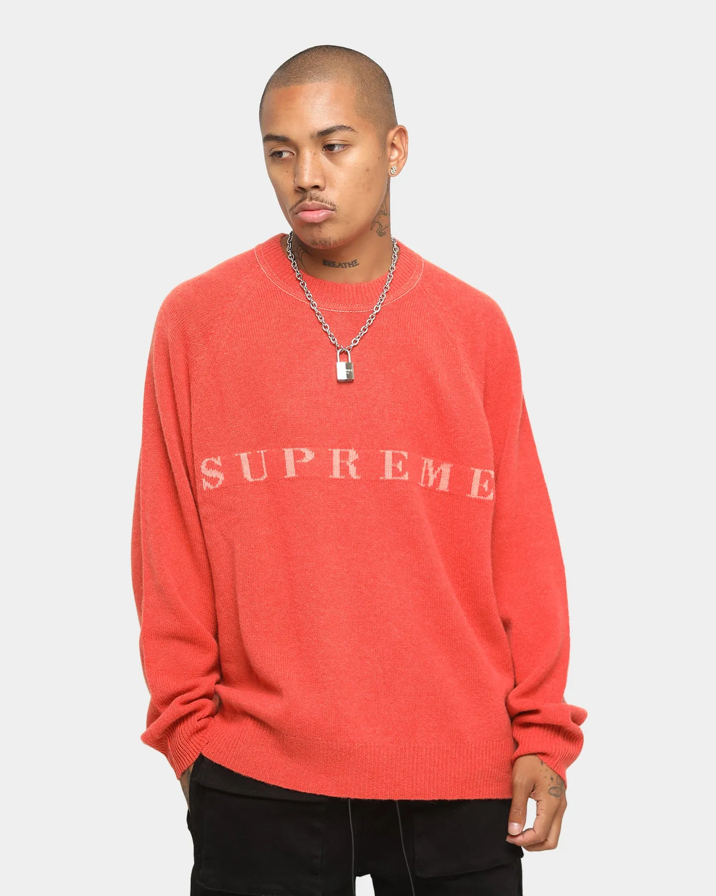 Supreme Stone Washed Sweater Red sold by Culture Kings