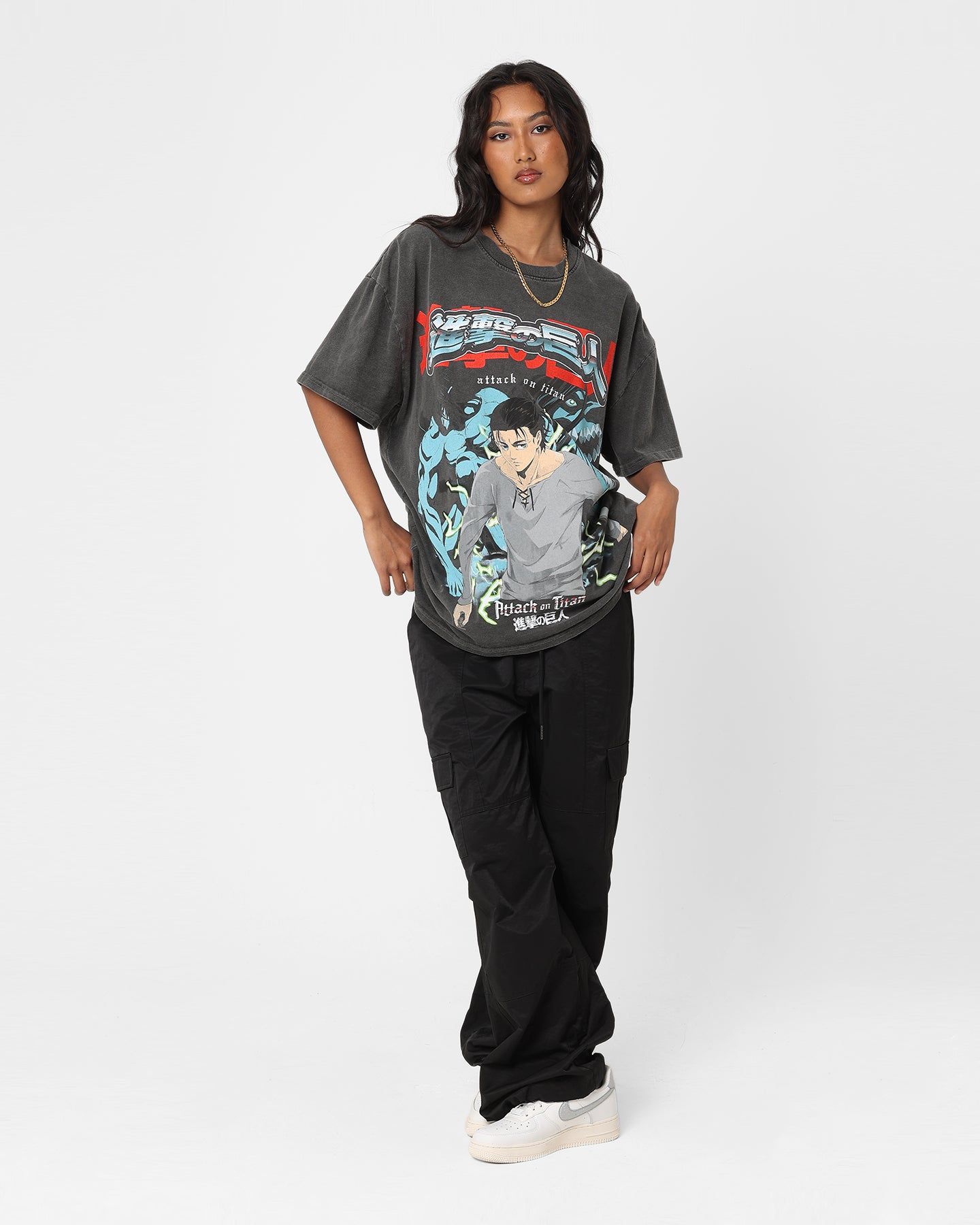 Goat Crew X Attack On Titan Attack Titan Vintage Heavyweight T-Shirt Black Wash sold by Culture Kings product image thumbnail 2