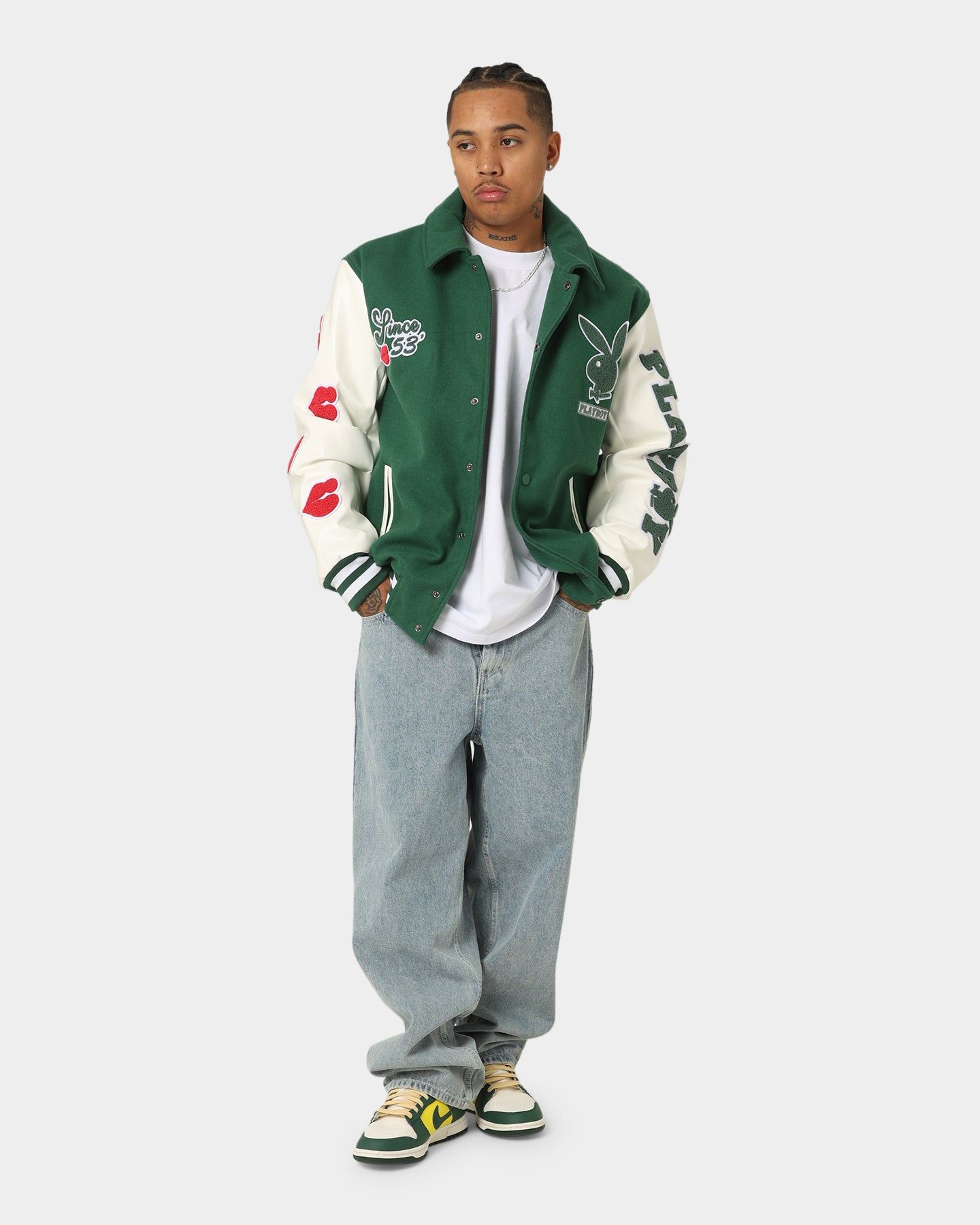 Playboy By CK Team Varsity Jacket Green/Off White sold by Culture Kings product image thumbnail 5