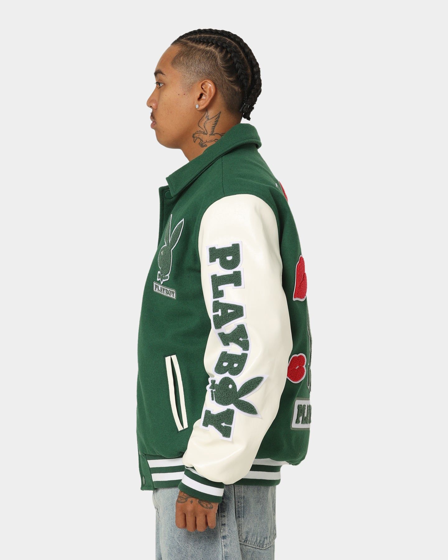 Playboy By CK Team Varsity Jacket Green/Off White sold by Culture Kings product image thumbnail 9