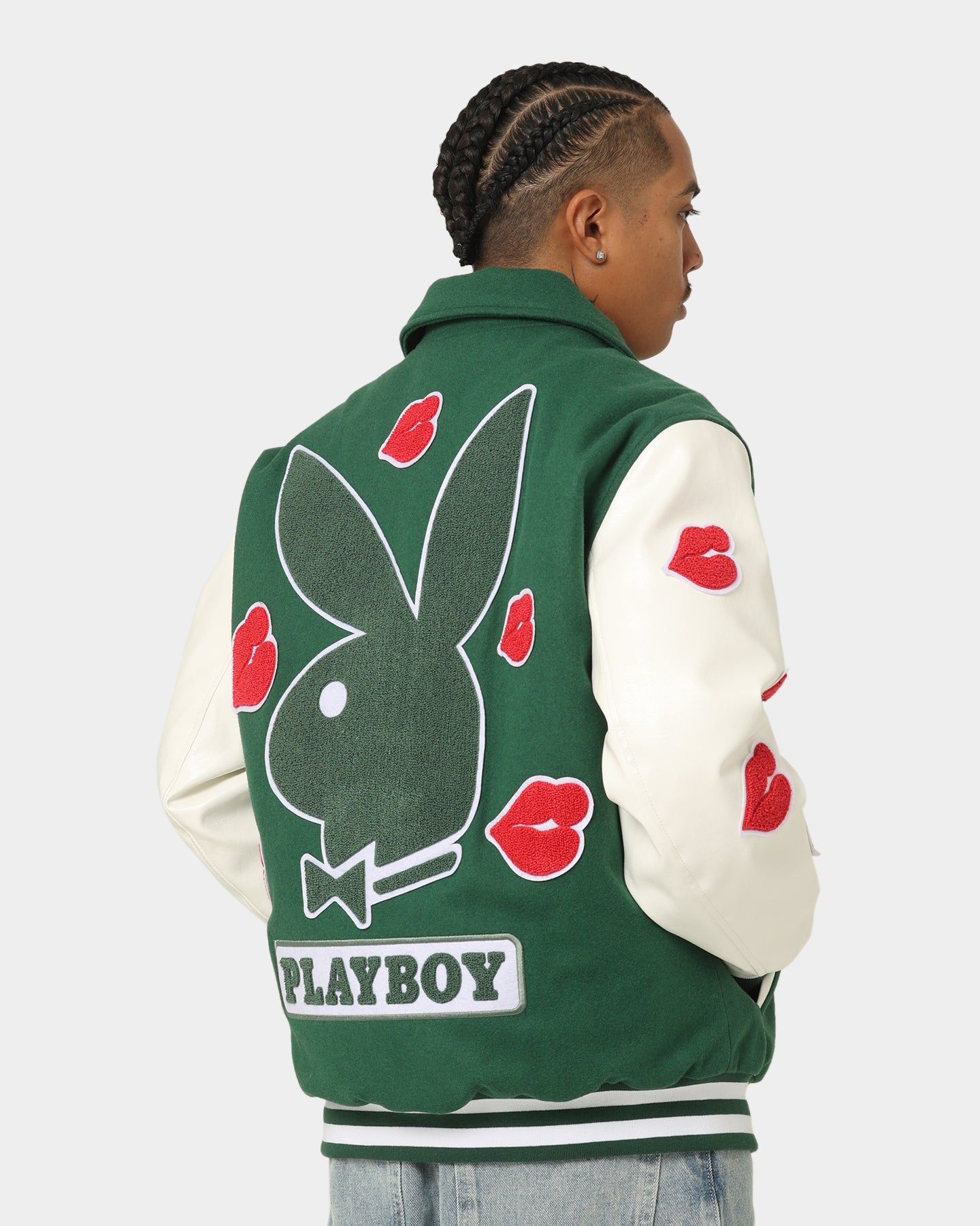Playboy By CK Team Varsity Jacket Green/Off White sold by Culture Kings product image thumbnail 4