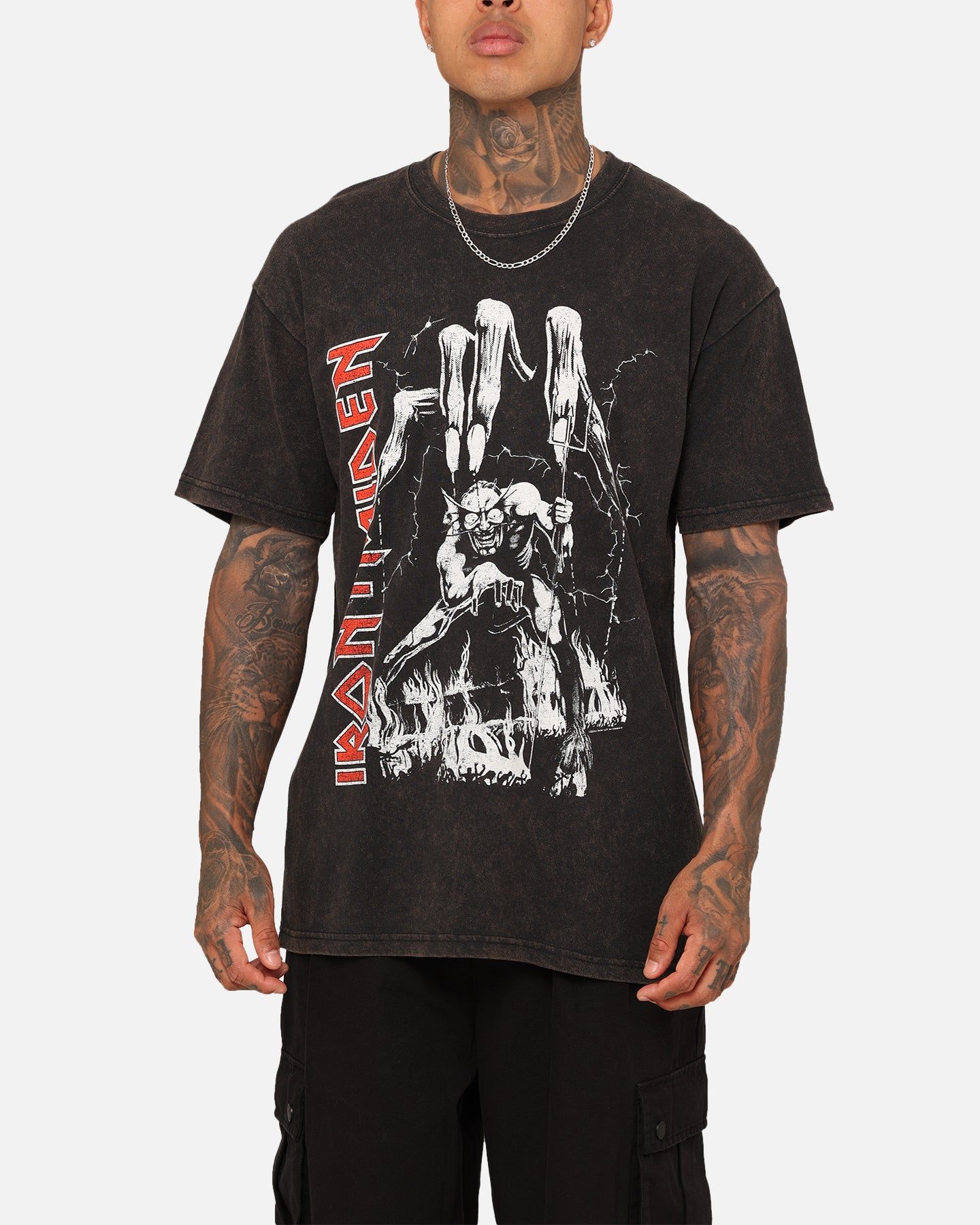 Iron Maiden Eddie Big Hand Vintage T-Shirt Black Wash sold by Culture Kings product image thumbnail 4