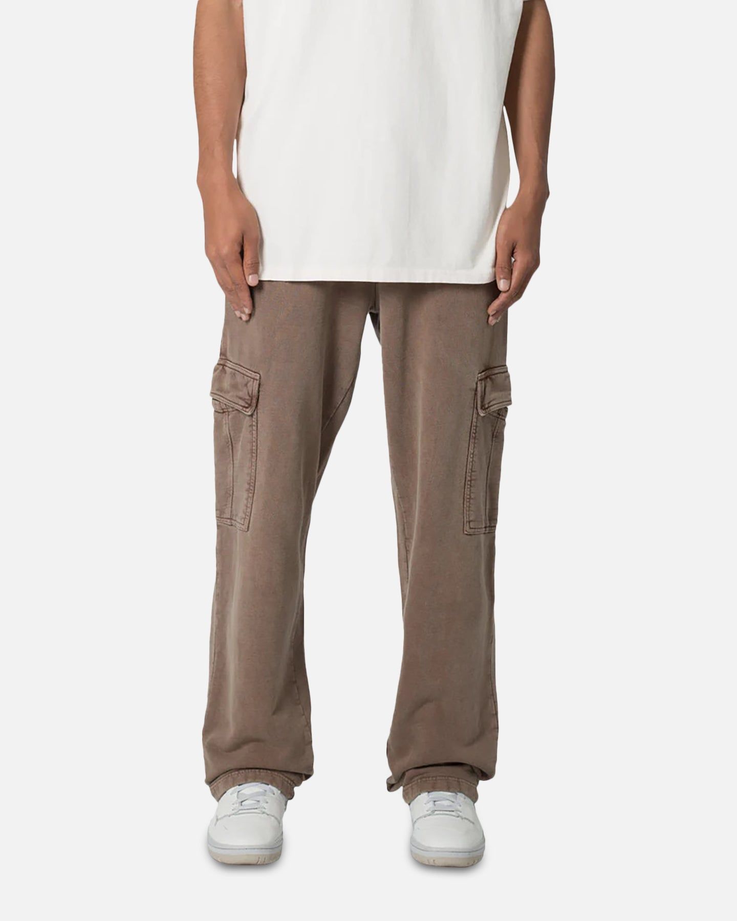 MNML Washed Relaxed Cargo Sweatpants Brown sold by Culture Kings