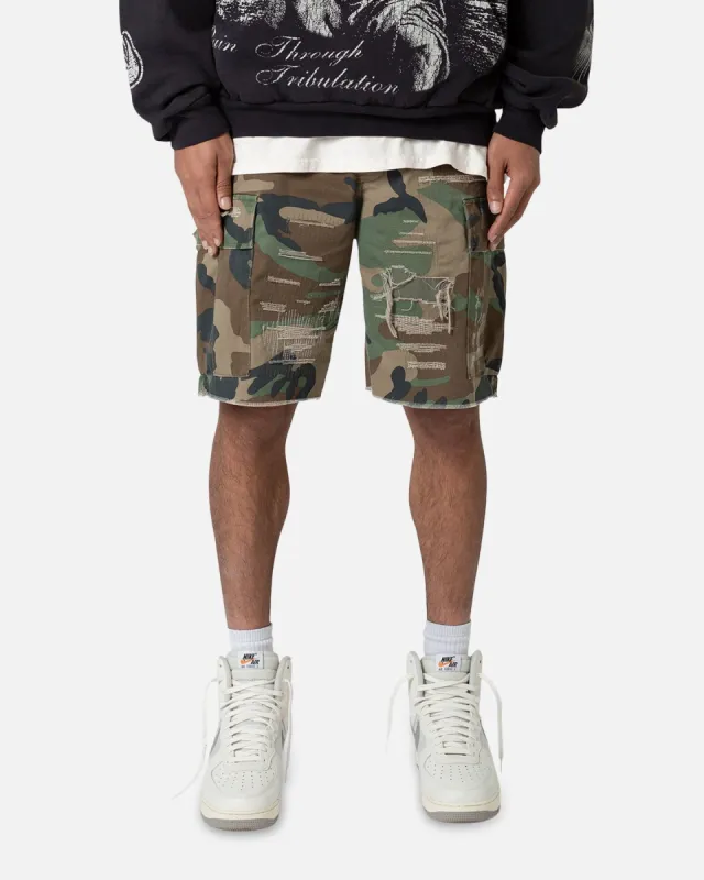MNML Distressed Cargo Shorts Camo sold by Culture Kings