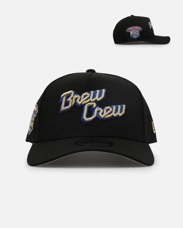 New Era Milwaukee Brewers 'Metallic Wordmark' 9FORTY A-Frame Snapback Black sold by Culture Kings