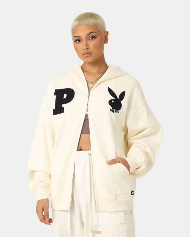 Playboy By CK Full Zip Varsity Hoodie Off White sold by Culture Kings