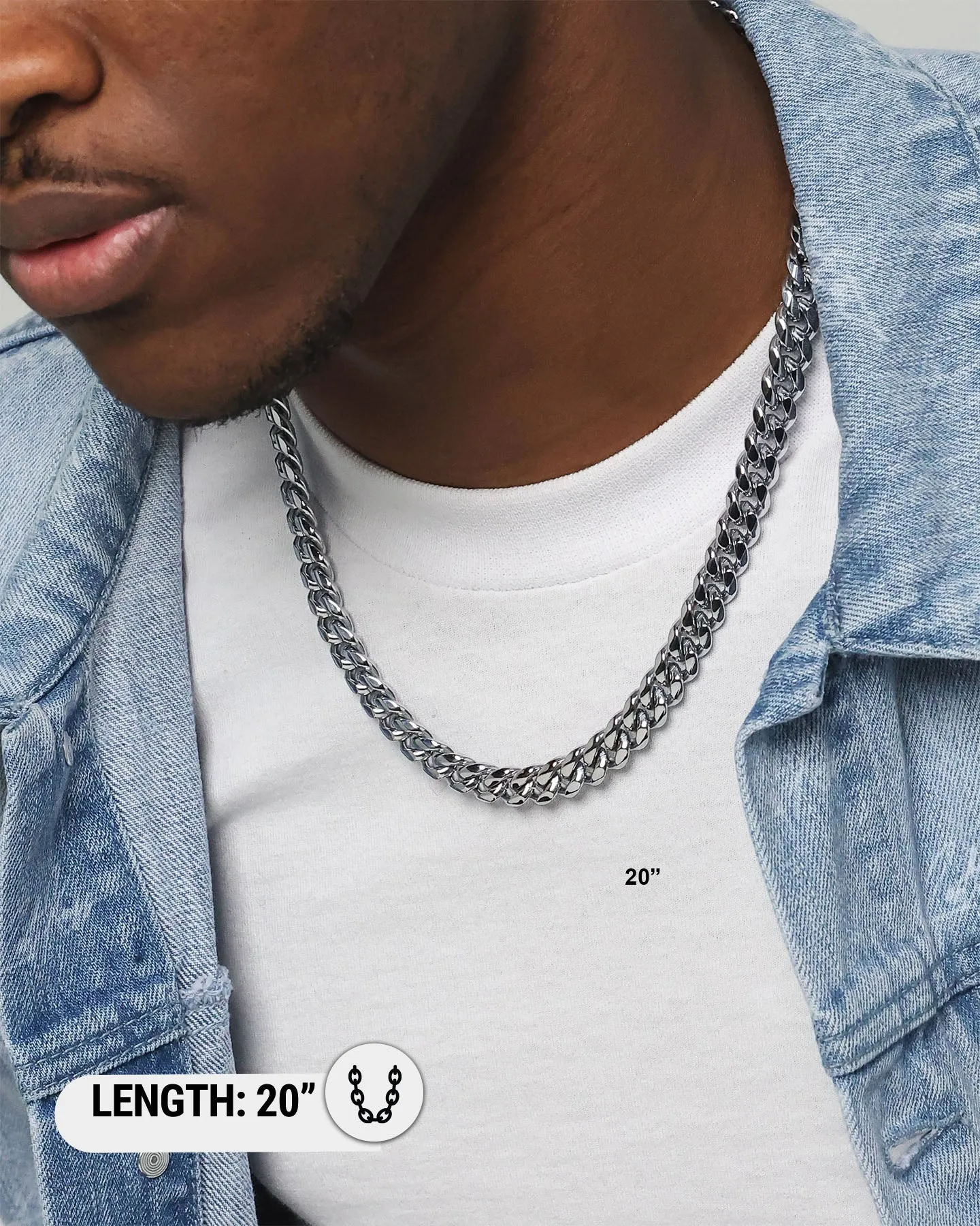 Saint Morta 10mm Cuban Chain White Gold sold by Culture Kings product image thumbnail 4