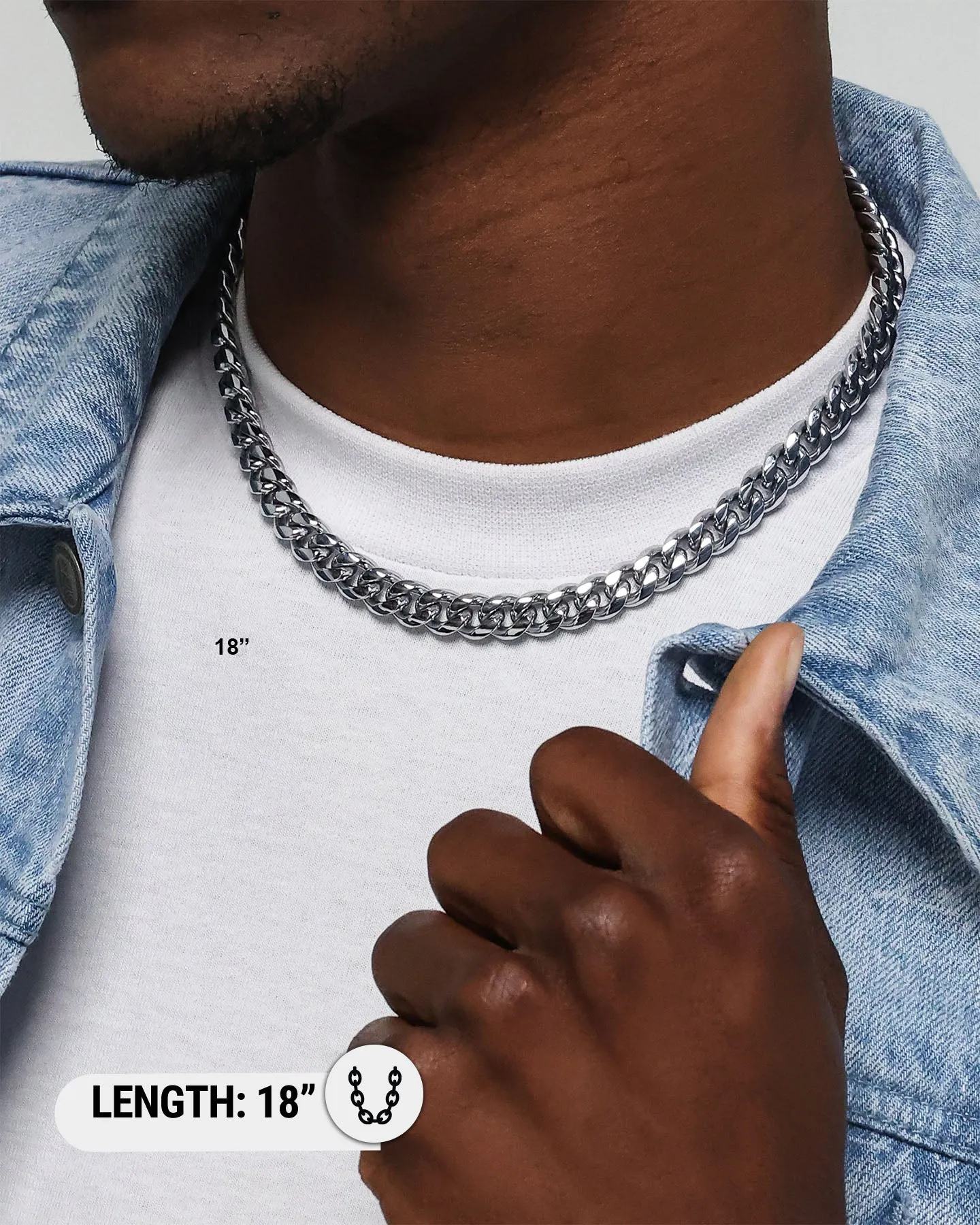 Saint Morta 10mm Cuban Chain White Gold sold by Culture Kings product image thumbnail 3