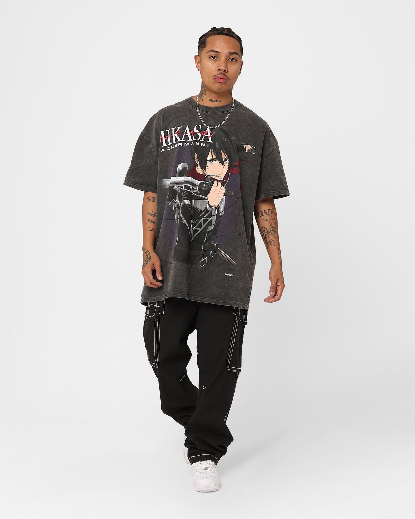 Goat Crew X Attack On Titan Mikasa Vintage Heavyweight T-Shirt Black Wash sold by Culture Kings product image thumbnail 2