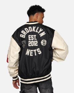 New Era X Alpha Industries Brooklyn Nets L-2B Bomber Jacket Black sold by Culture Kings
